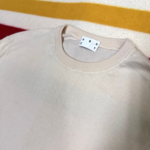 ASKET The Cotton Sweater Mens Size M Short Creme White 100% Organic Cotton - Picture 3 of 8